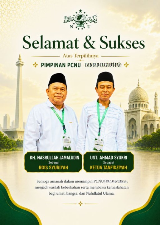 PCNU  Pengurus Cabang Kabupaten Probolinggo Rois Syuriyah KH Nasrullah Jamaludin dan Ketua Tanfidziyah Ust Ahmad Syukri